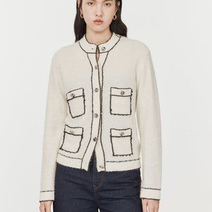 CHICJOC Women Cardigan with front pockets in white size 38